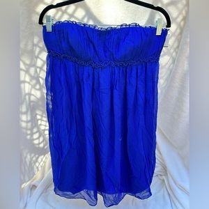 EUC Democracy  100% silk electric blue strapless baby doll dress. Size‎ 8.